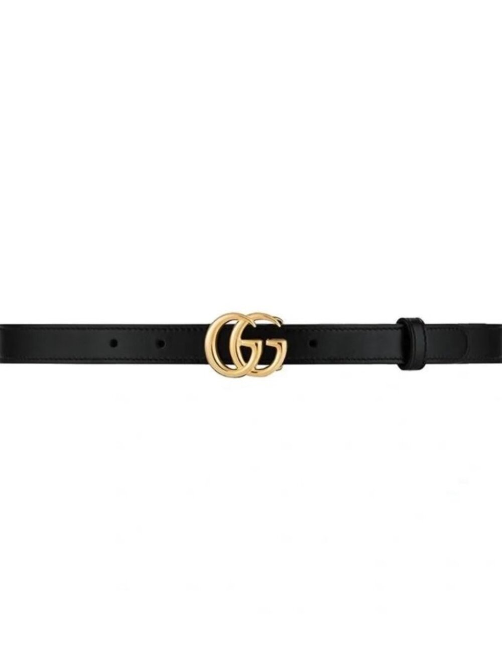 Gucci Women’s GG Marmont Plutone Calfskin W20mm Thin Belt Black 95cm 409417